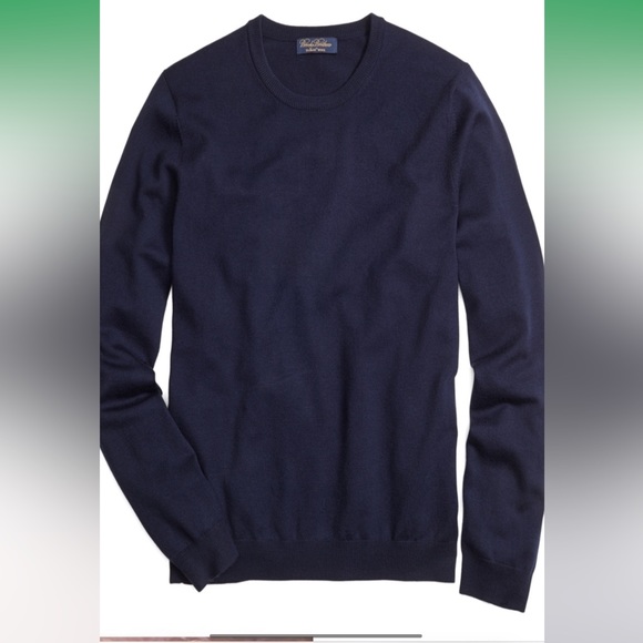 Brooks brothers Saxon wool navy crew neck sweater - Picture 1 of 3
